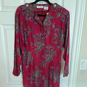 Vintage | Paisley Dress | Gold Buttons | Pockets | Button-Up